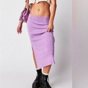 NWT Free People Golden Hour knit midi skirt in Iris/orchid size 6